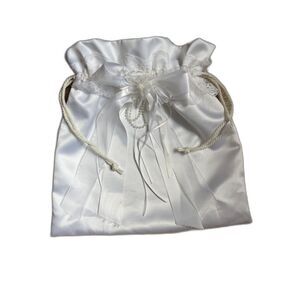 Satin and Pearl Wedding Money Bag with Drawstring